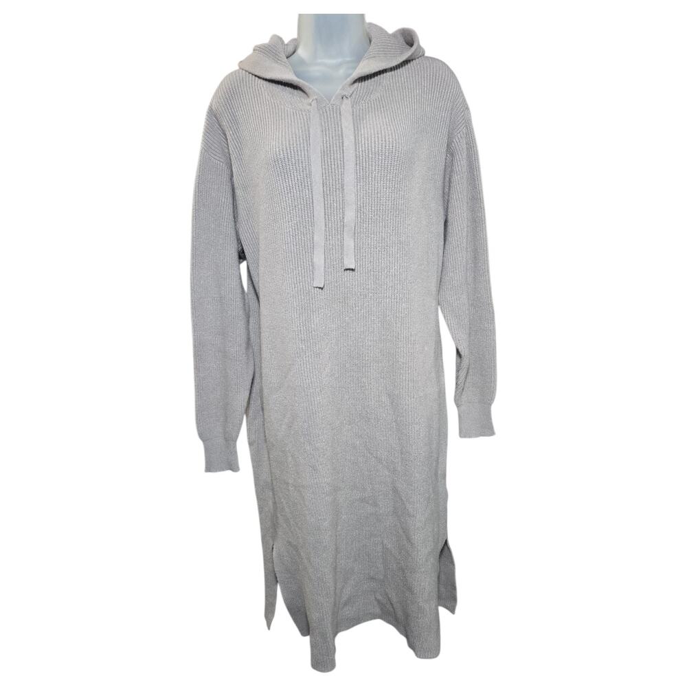 The Drop Wom LG NWOT Hooded Knit Sweater Midi Dress Taupe Greige Neutral Cozy
